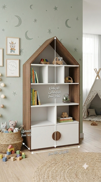 وحدة رفوف مودرن للأطفال على شكل بيت SHLF-HSE-BRWHT-40