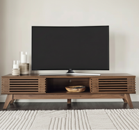 ترابيزة تلفزيون بضلف على شكل شرائح من الخشب TVU-W-BW-002
